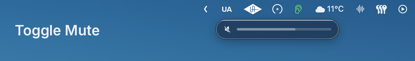 Volume HUD with the monitor muted - speaker icon shows the mute state
