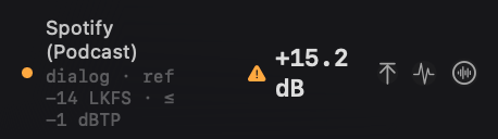 A loudness target row whose true peak is over the ceiling, offering a one-click Limit TP fix next to the Normalize button.