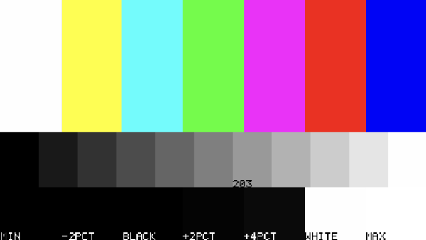 HDR bars test pattern rendered by Videre's signal generator.