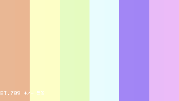 Out-of-gamut markers test pattern rendered by Videre's signal generator.